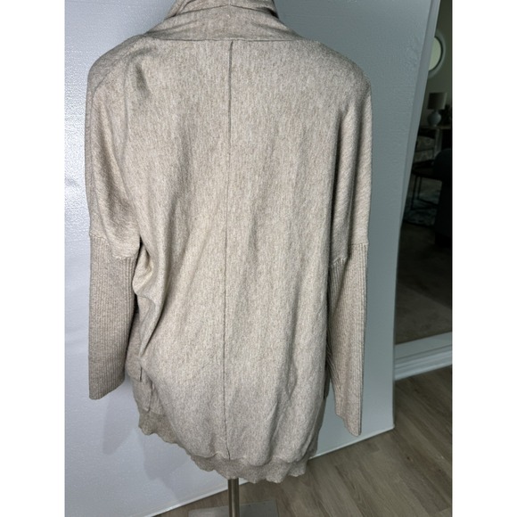 Women's Cyrus Lightweight Beige Viscose Open Cardigan Ribbed arms Size LG - Picture 2 of 9
